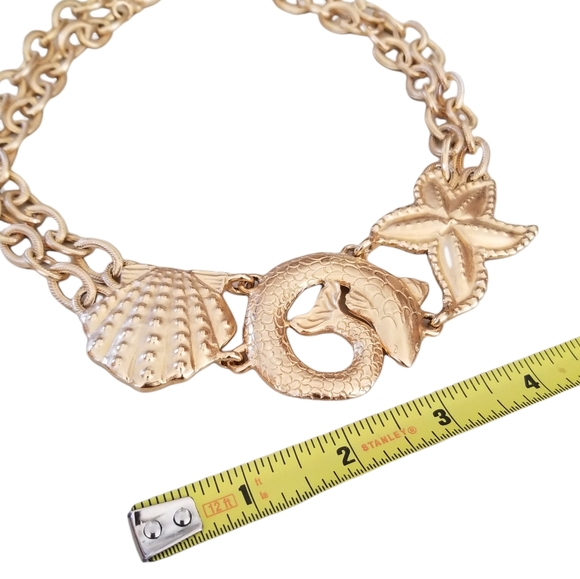 Vintage Diane Von Furstenberg Couture Gold Tone Nautical Statement Necklace - Picture 11 of 14